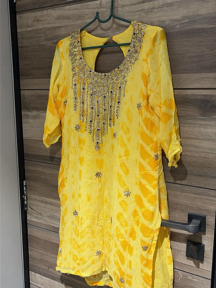 Elegant Yellow Embroidered Kurti