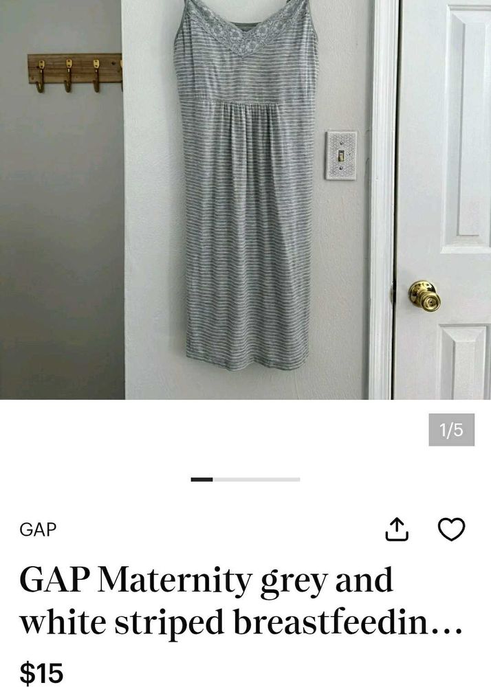 GAP Maternity Grey &amp; White Striped Dress
