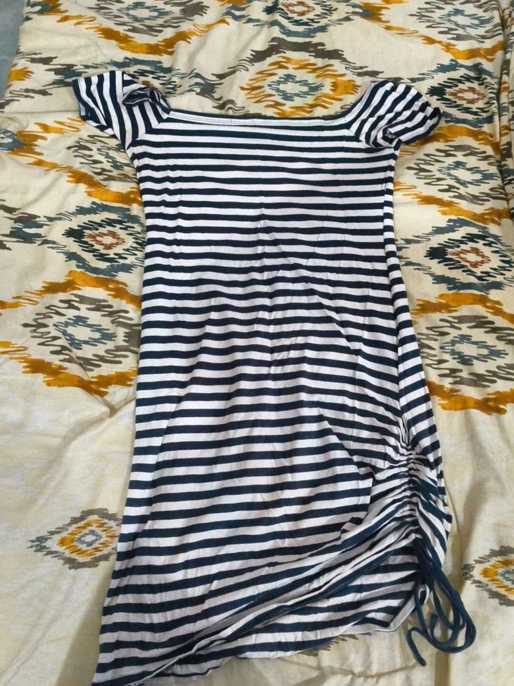 Striped Off-Shoulder Mini Dress