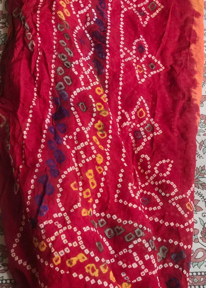 odhna Red Bandhani pure cotton