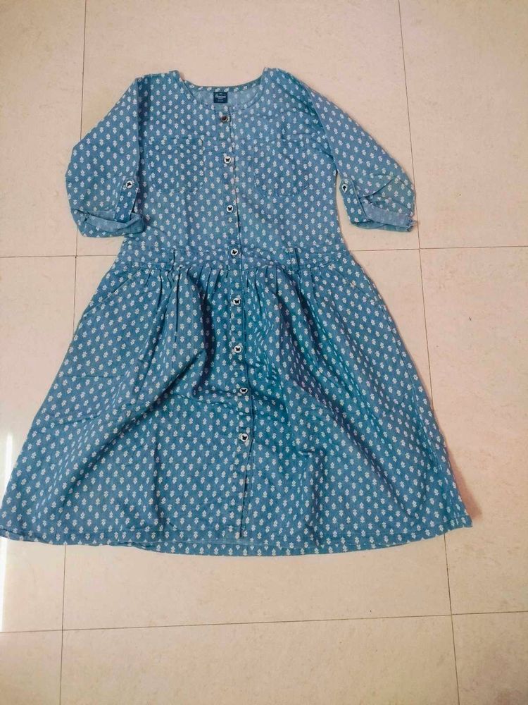 Girls Denim-look Button-Down Dress