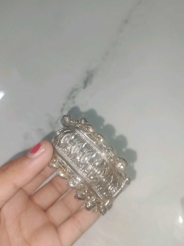 Exquisite Silver Oxidized Bangle with Bells