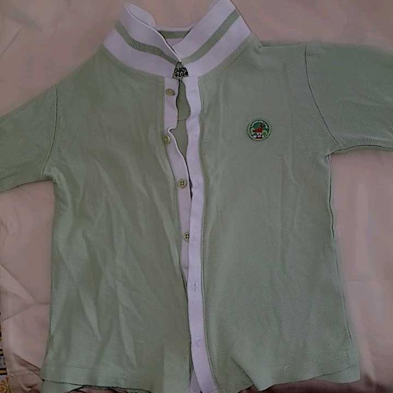 Light Green Collared Button-Up Top