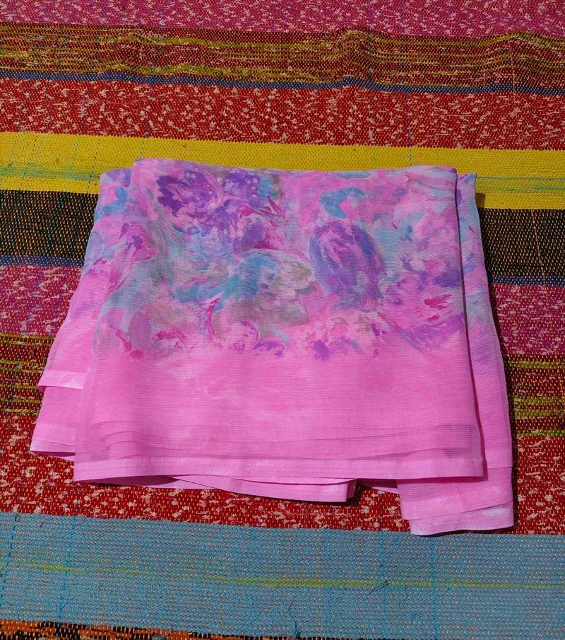 Vibrant Floral Pink Saree