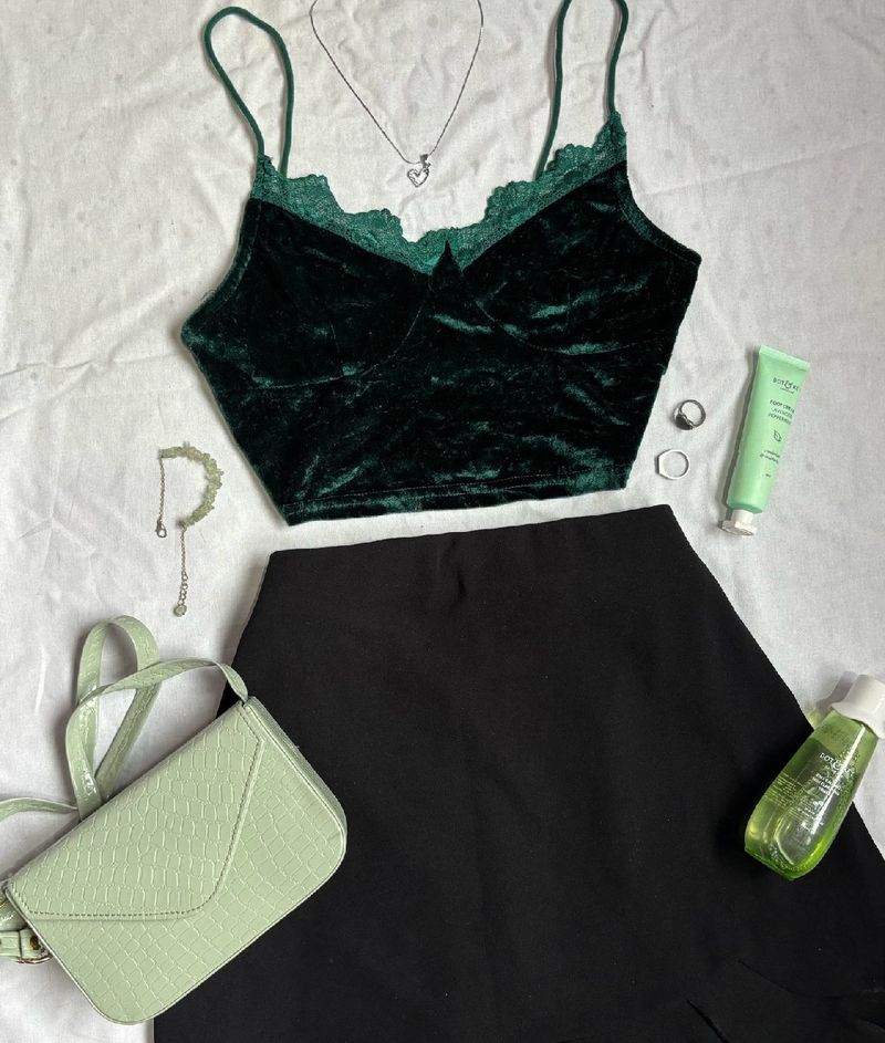 Shein Green Velvet Cami Top