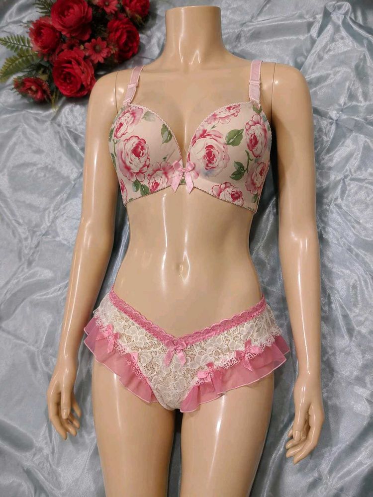 Floral Print Bra &amp; Panty Set