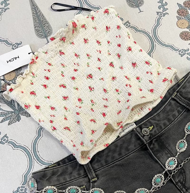 Smocked Floral Tube Top