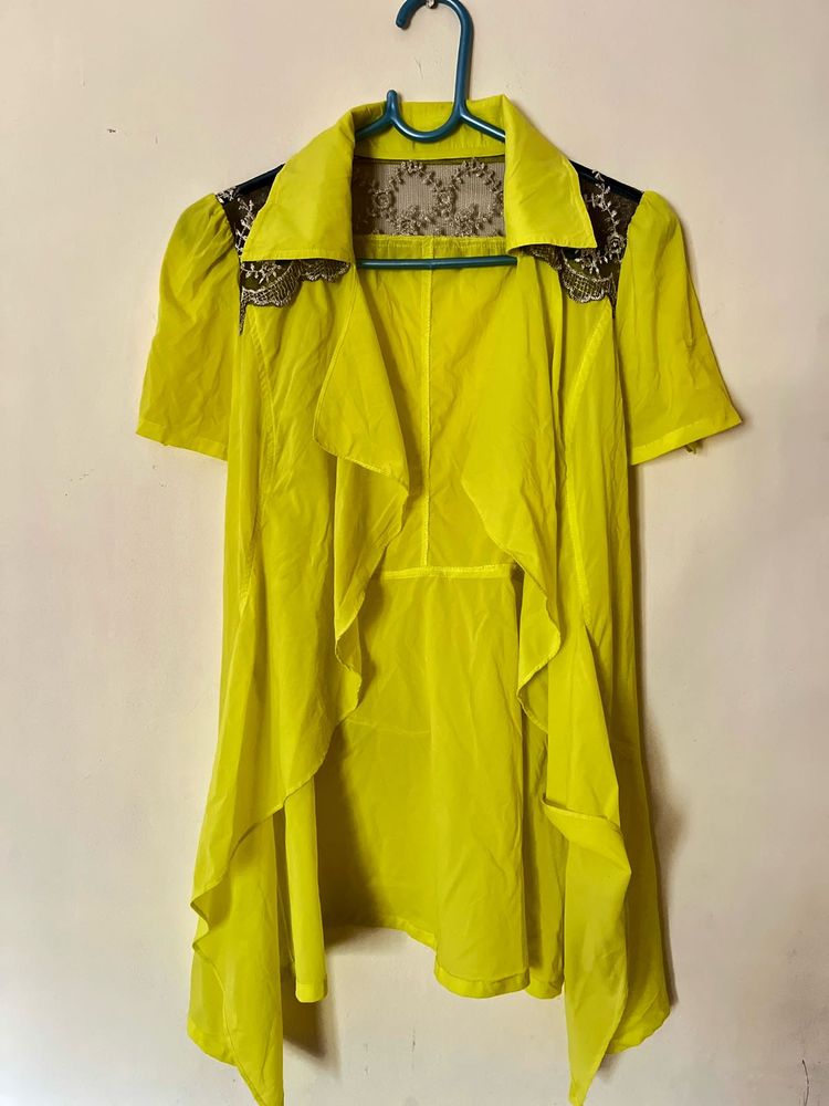 Neon Yellow Ruffle Shrug