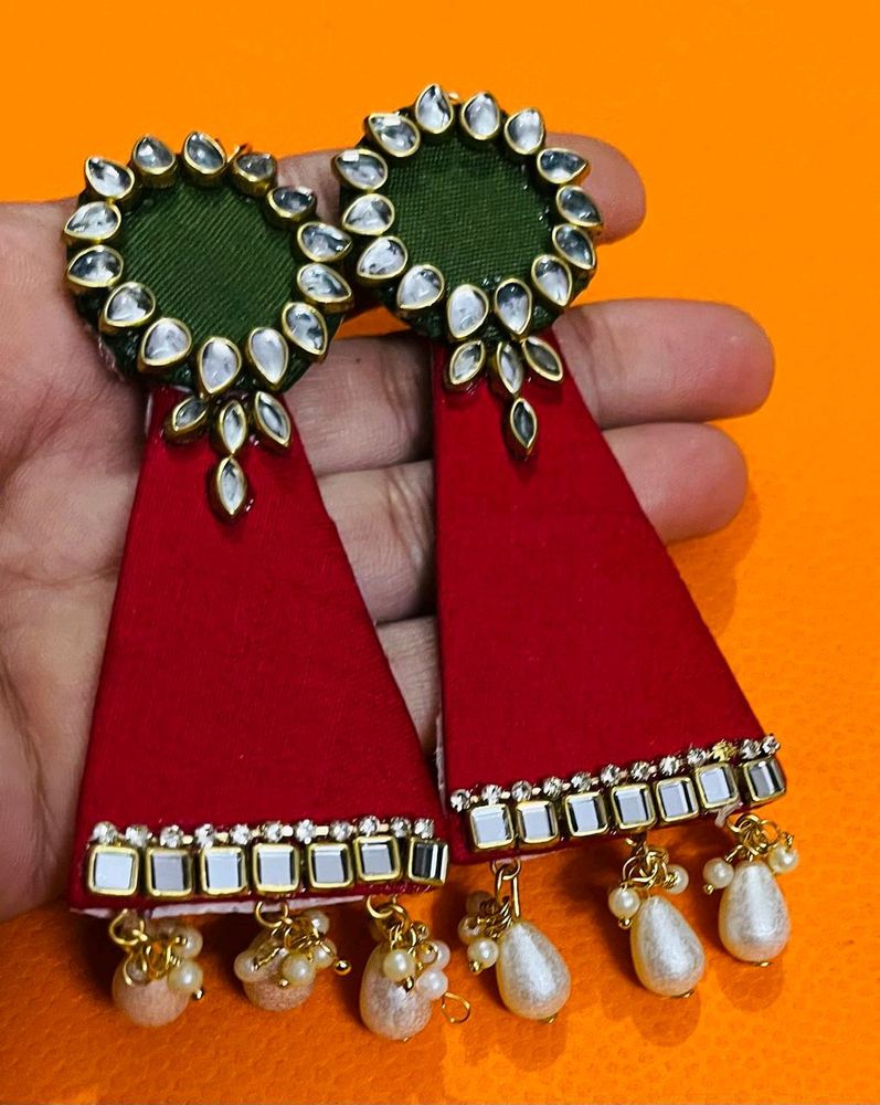 New Party Wear Earrings Colour Madhi &amp; Red