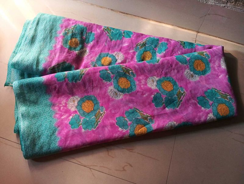 Vibrant Floral Print Saree