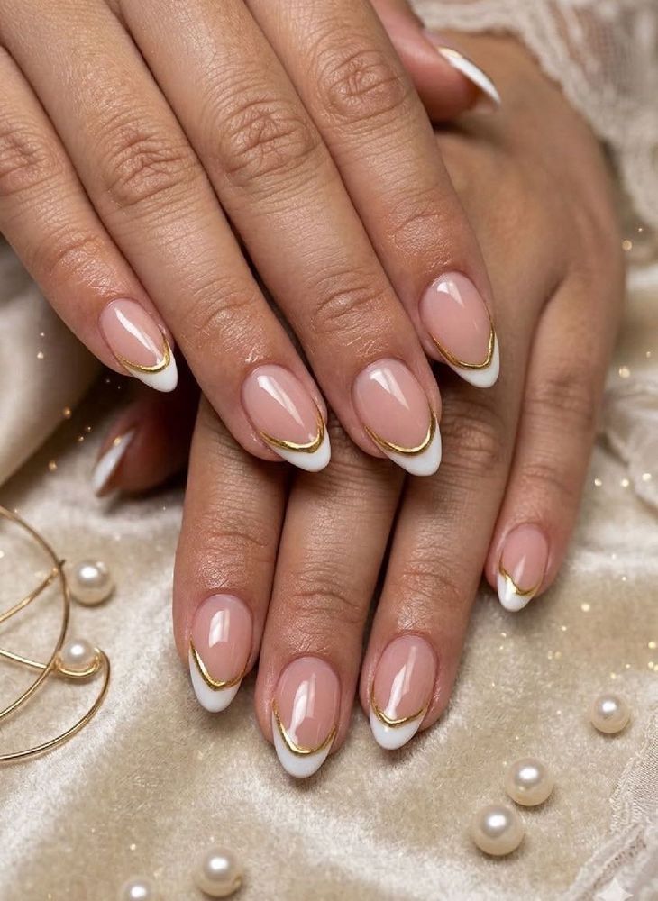 Elegant French Manicure with Gold Accent