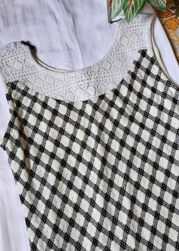Vintage Checkered Lace Top