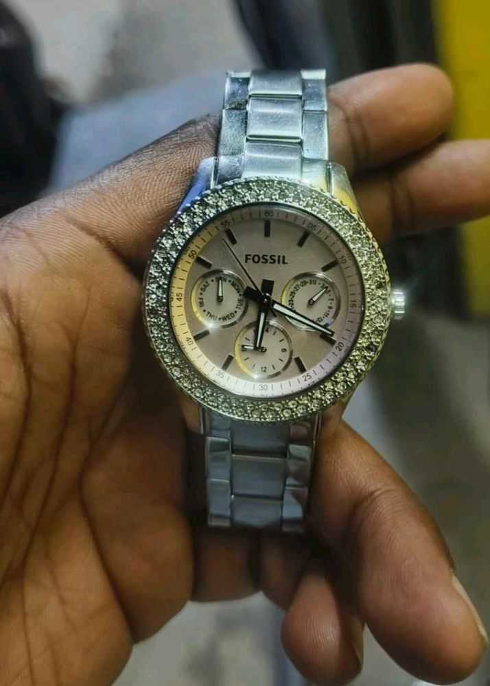 Fossil Watch with Rhinestone Bezel