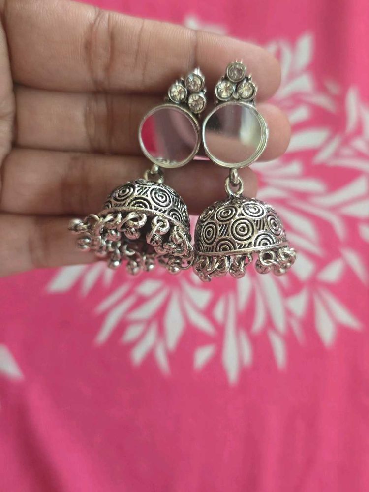 Jhumka Earrings with Mirror