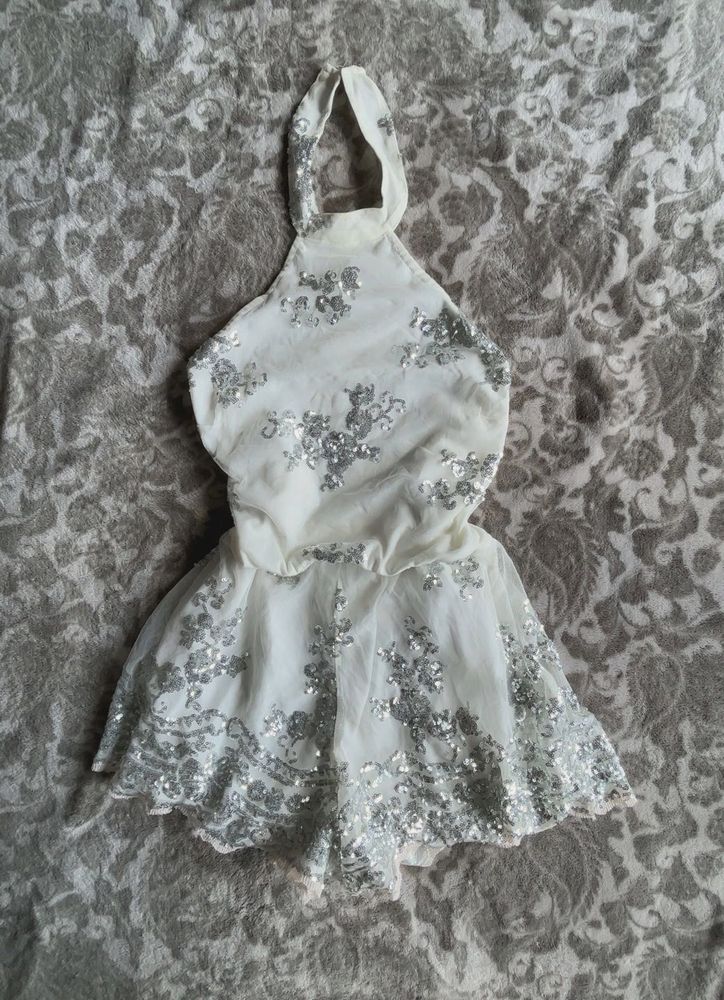 Sparkly White Halter Dress