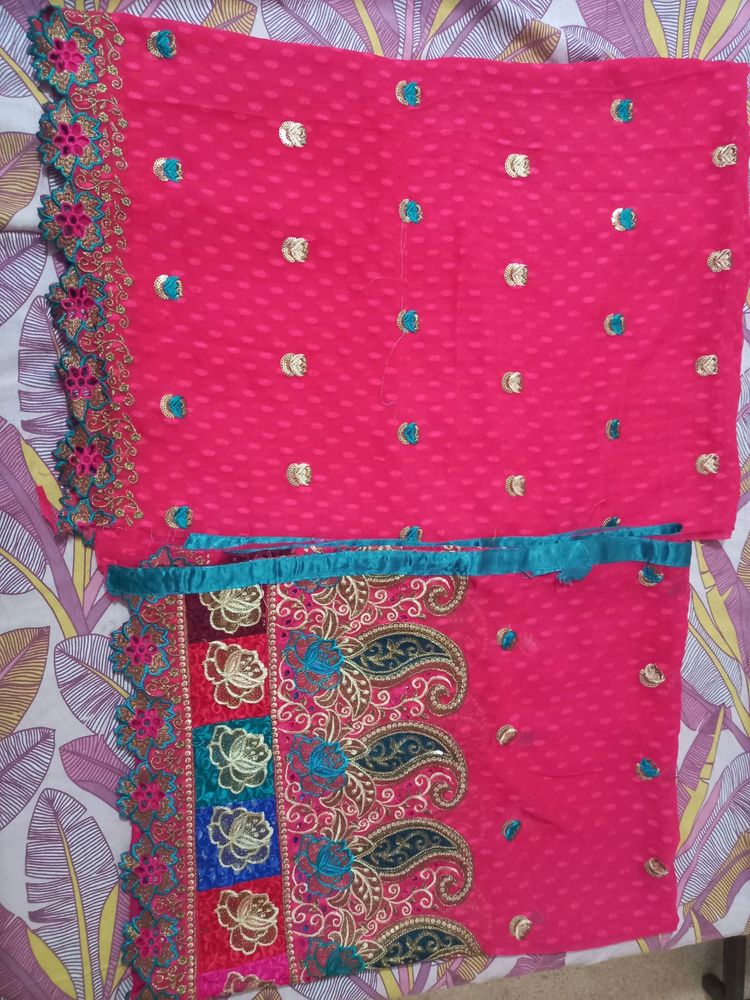 Unstiched Rani Color Embroidered Suit Fix Price