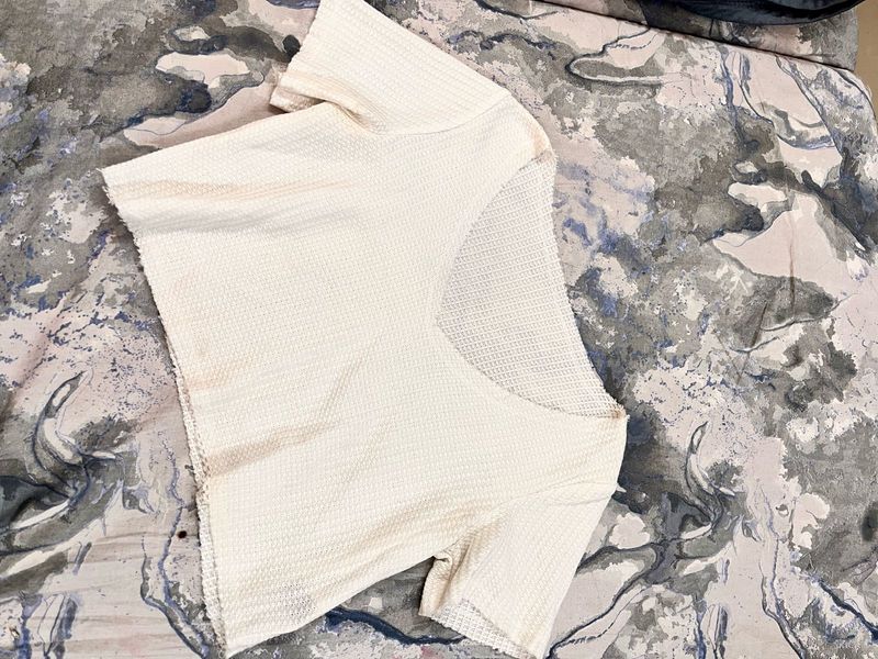 Cream Textured Cropped Top