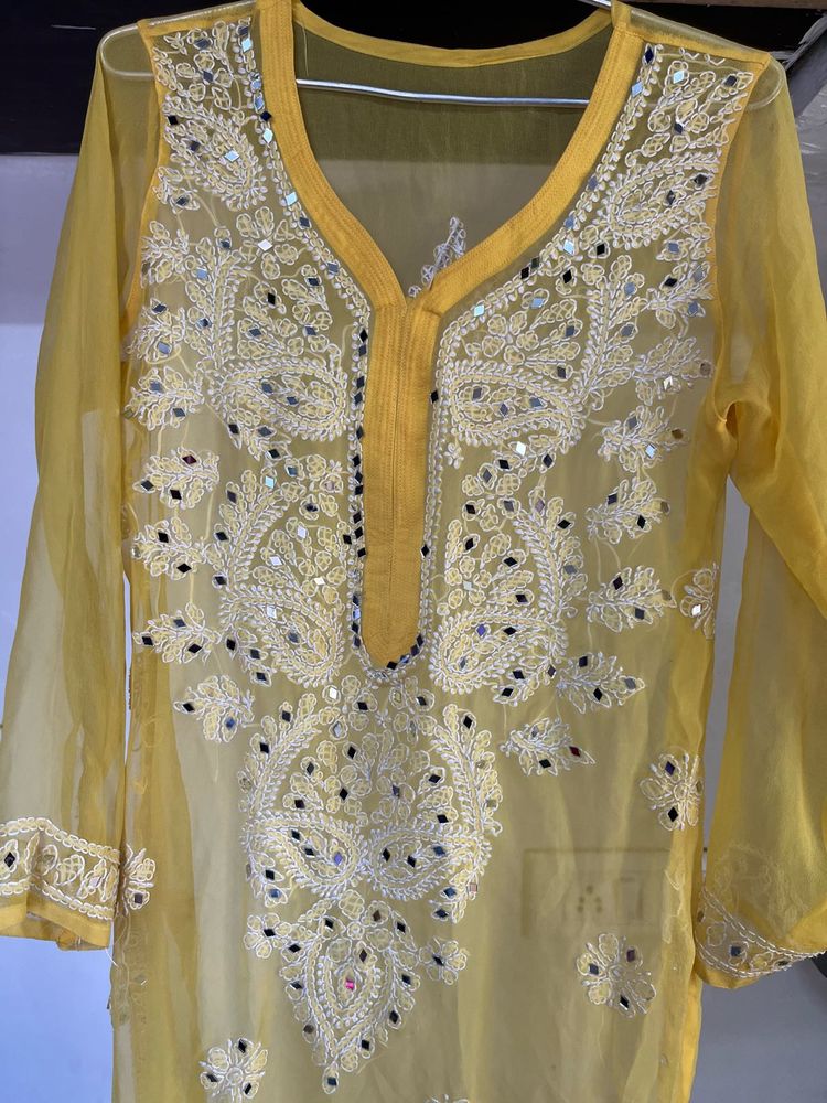 Yellow Embroidered Kurta