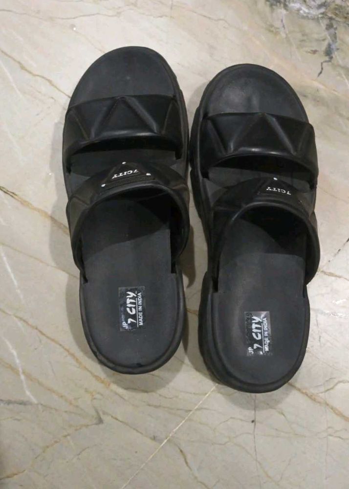 women Black Slip-On Sandals new