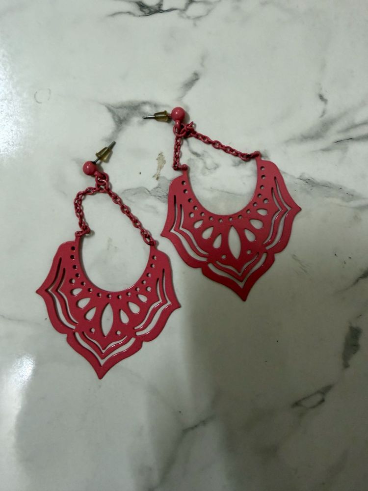 Boho Chic Red Statement Earrings