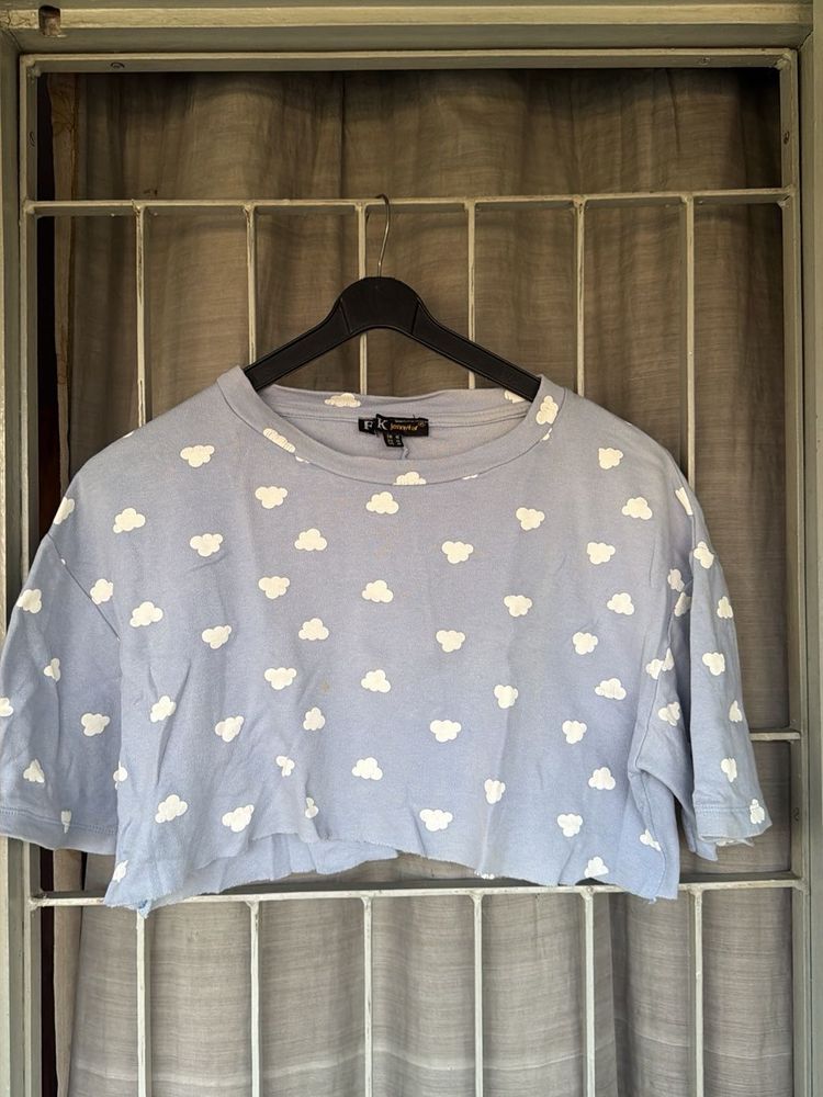 Cute Cloud Print Crop Top