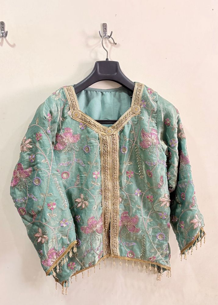 Embroidered Silk Short kurti with plazzo