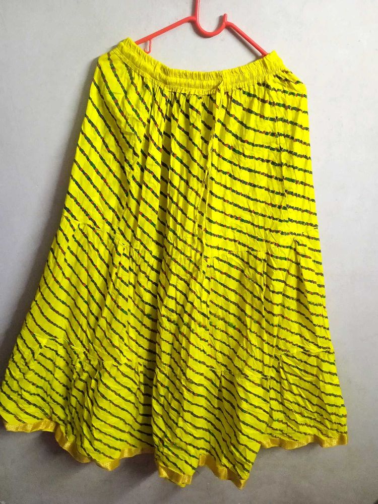 Green Striped Ethnic Skirt