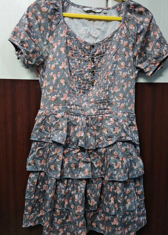 Tiered Floral Print Dress