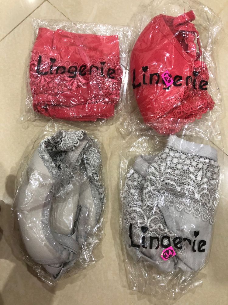 Pack Of 2 Lace Bra &amp; Panty Set