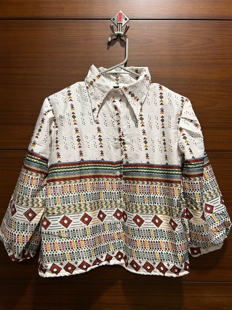 Bohemian Print Button-Up Shirt