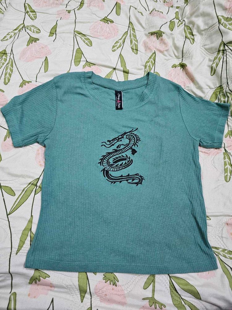 Dragon Graphic Ribbed Tee