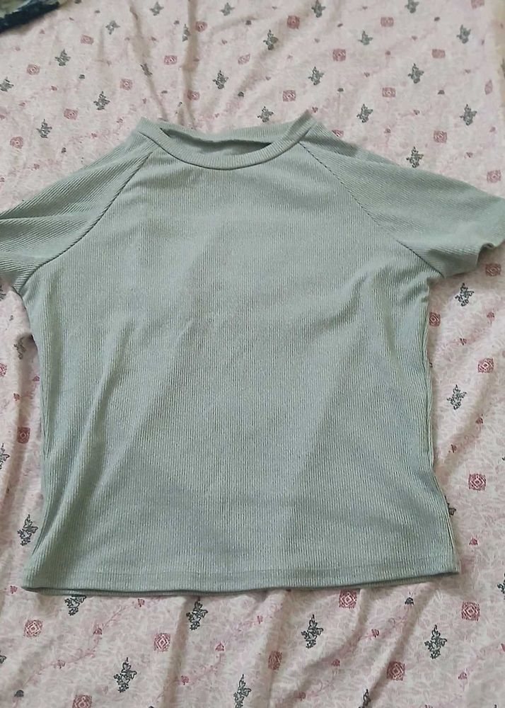 Ribbed Mock Neck Short Sleeve Top