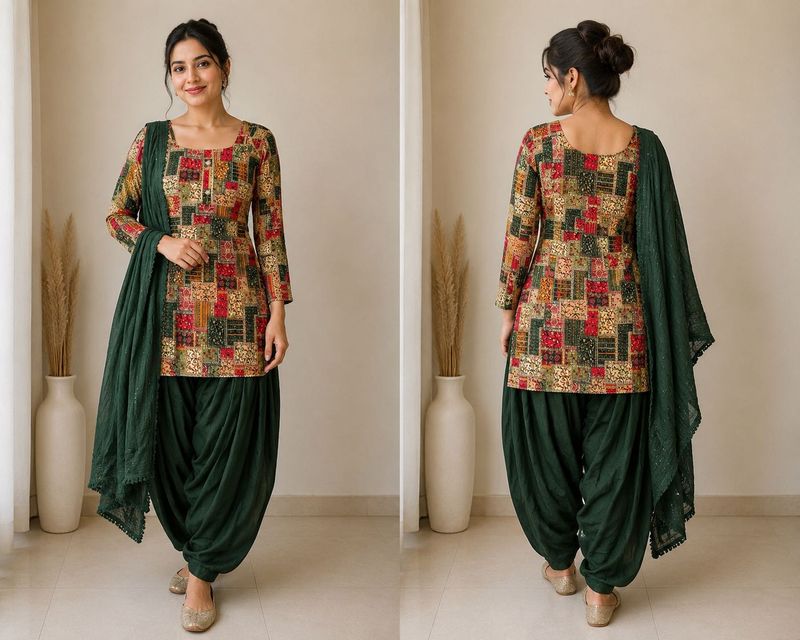 Designer Patchwork Kurta with Dhoti Pants