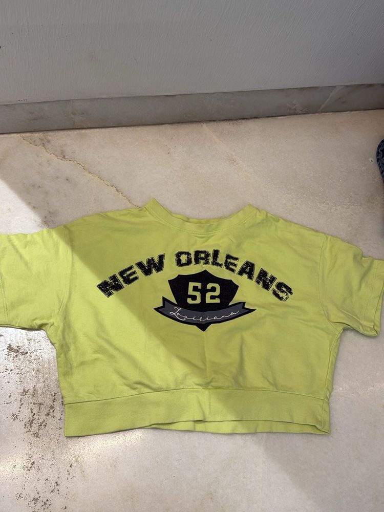 Lime Green "New Orleans 52" Crop Top