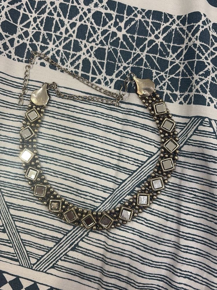 Boho Mirror Work Choker Necklace
