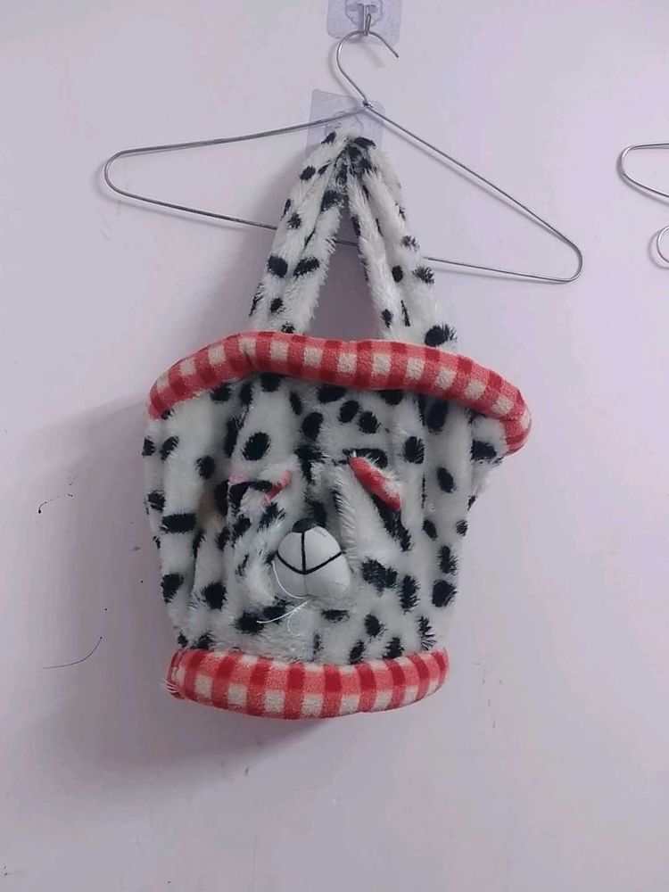 Cute Dalmation Print Plush Handbag,slightly used