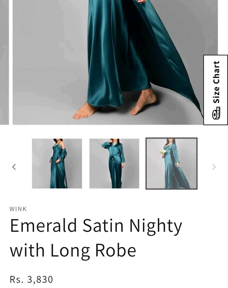 (Wink) Emerald Satin Nighty with Robe