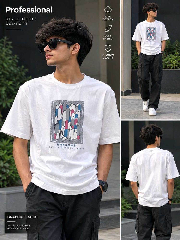 Premium White Graphic T-Shirt for Men | Profession