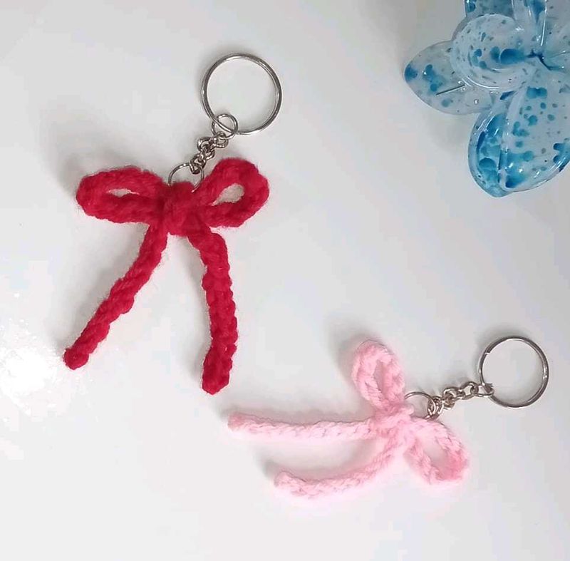 Cute Bow Keychains - Pink &amp; Red Set