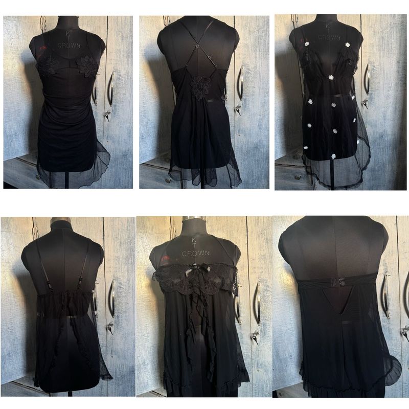 combo of three Sheer Black Babydoll Lingerie