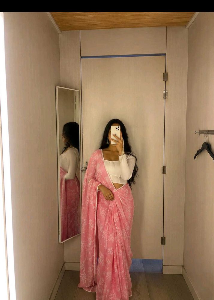 Elegant Pink Floral Saree