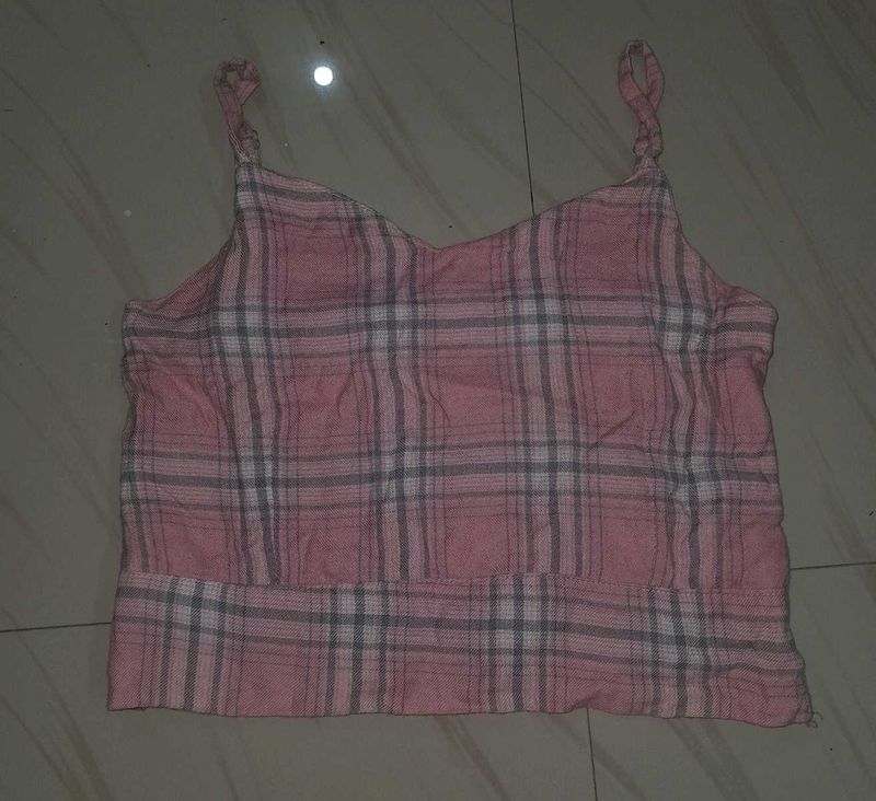 Pink Plaid Cami Top