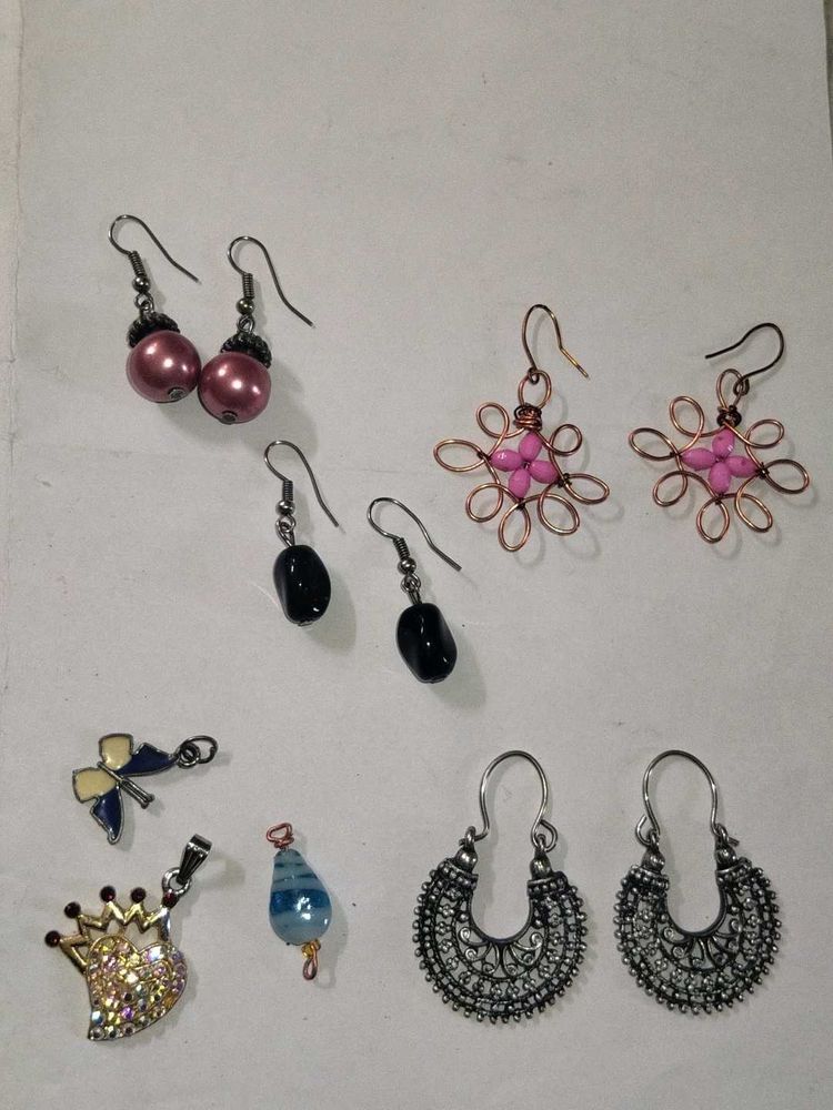 Earring Bundle: Pink Pearls &amp; Black Stones