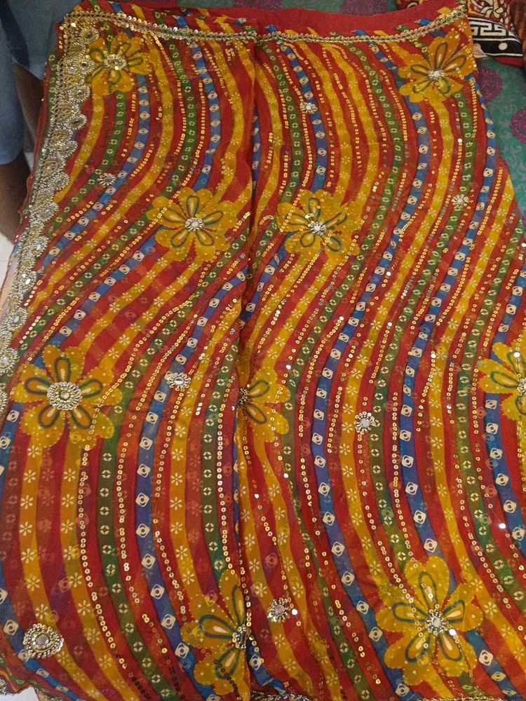 Vibrant Indian Saree with Embellishments
