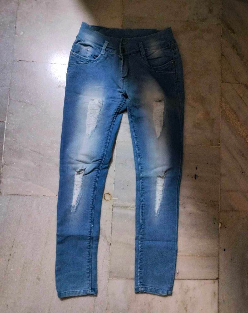 Classic Blue Torn Jeans