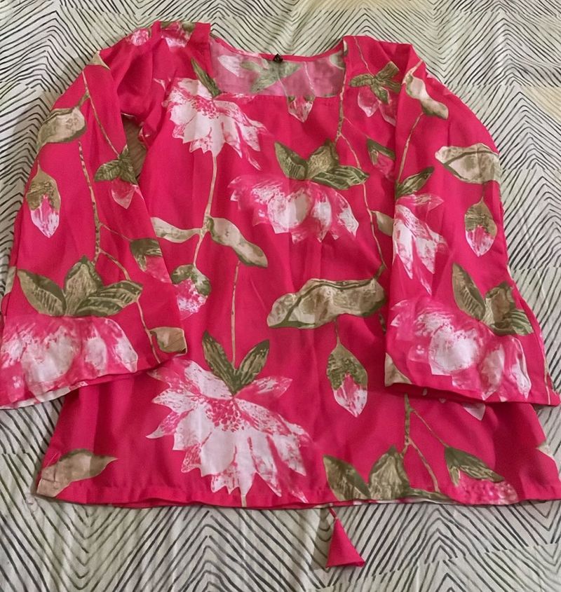 Vibrant Pink Floral Kurta