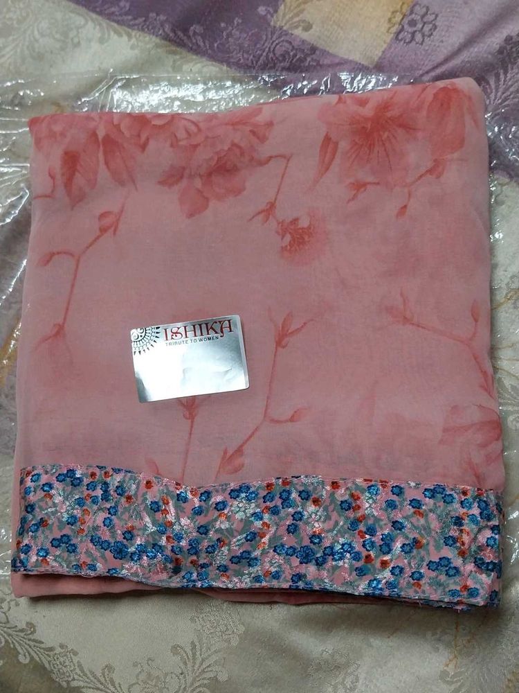 Elegant Pink Floral Saree