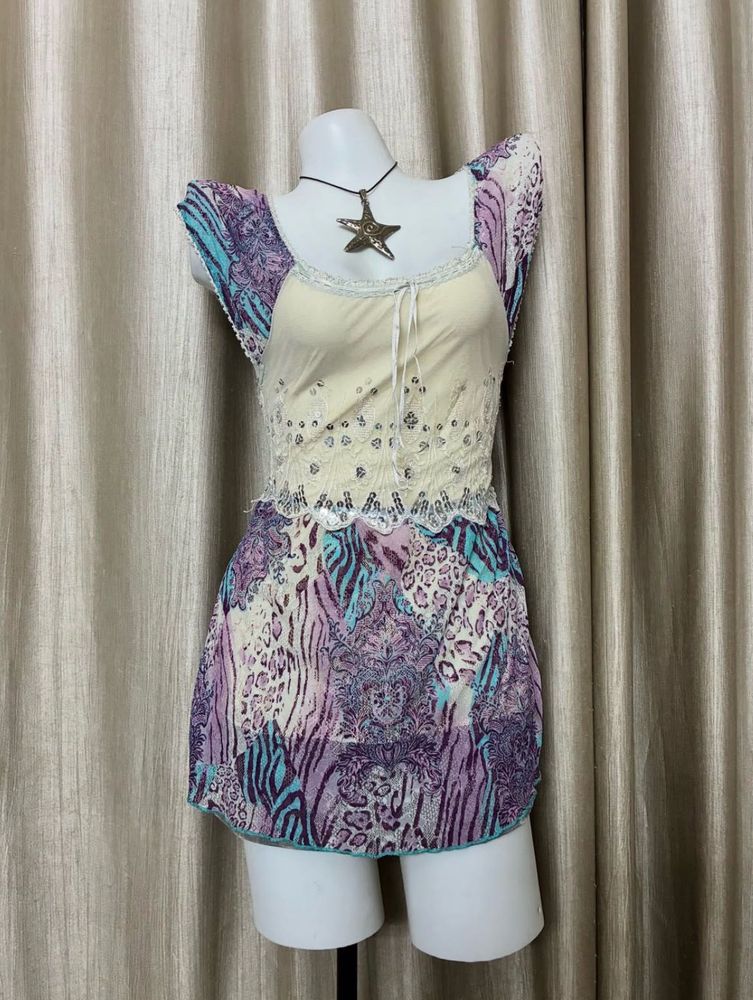 ⋆˚🐾˖° Animal Print Babydoll Top