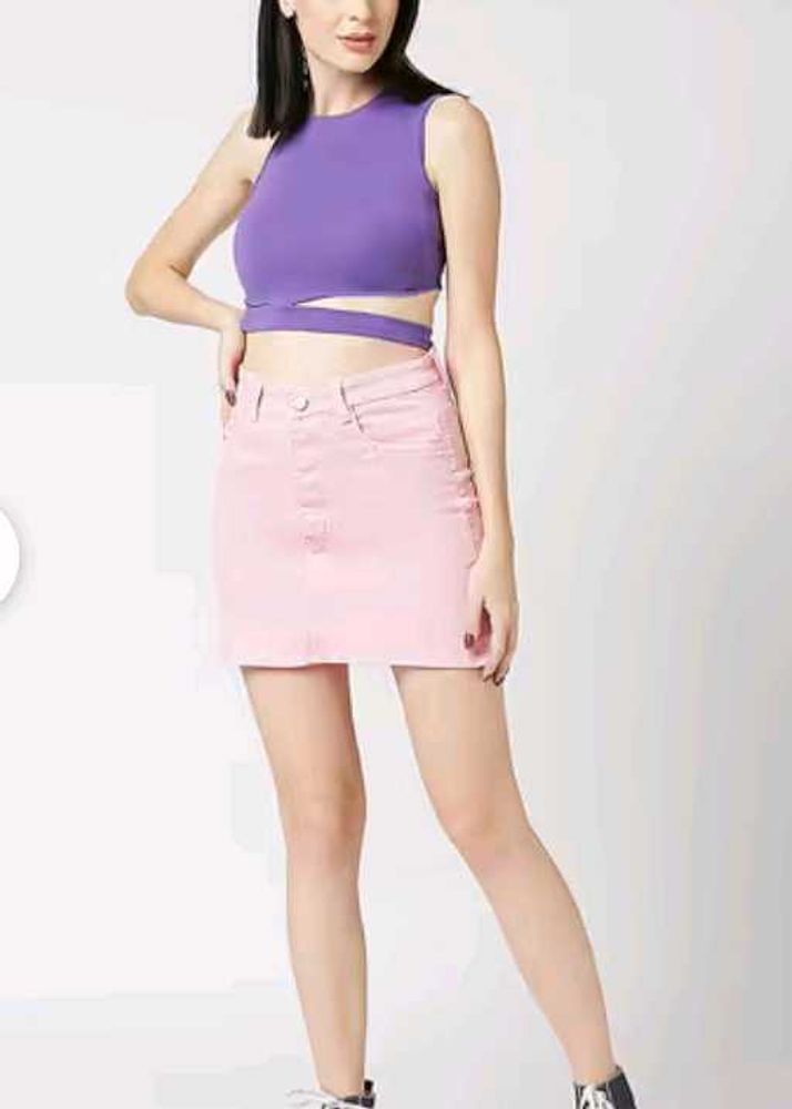 Women's Light Pink Denim Skirt
