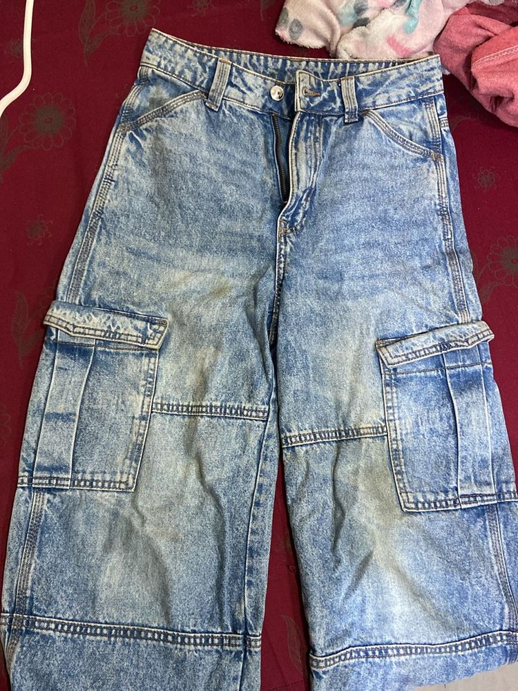 High Waisted H&amp;m Cargo Jeans💙🎞️